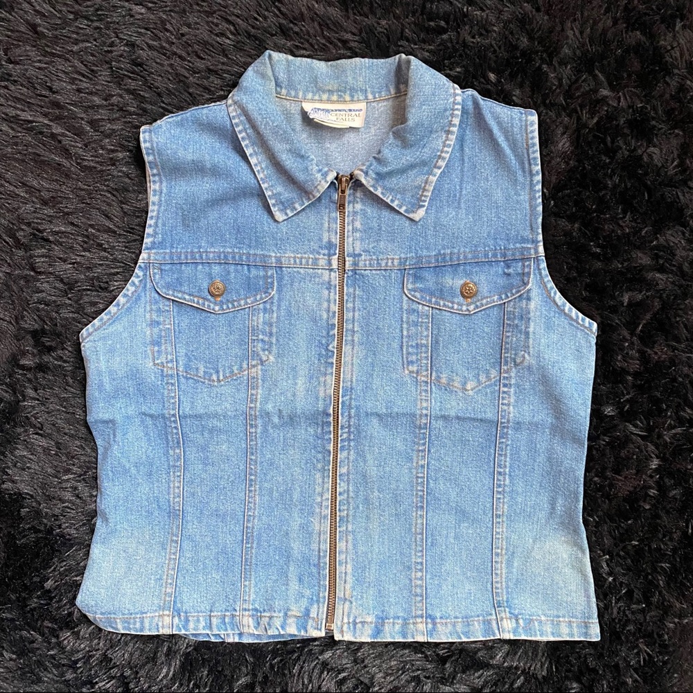Women’s vintage denim vest zip up large
